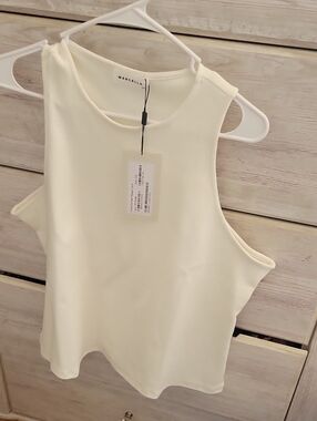 MARELLA Ivory Ribbed Sleeveless Tank